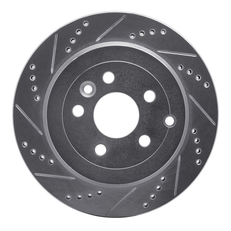 Land Rover LR2 Brake Rotor (1) - Rear Left - R1 Concepts - Drilled & Slotted - Silver - `08-`12